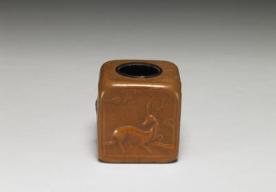 图片[2]-Molded gourd water container with crane and deer motifs, Kangxi reign (1662-1722), Qing dynasty-China Archive